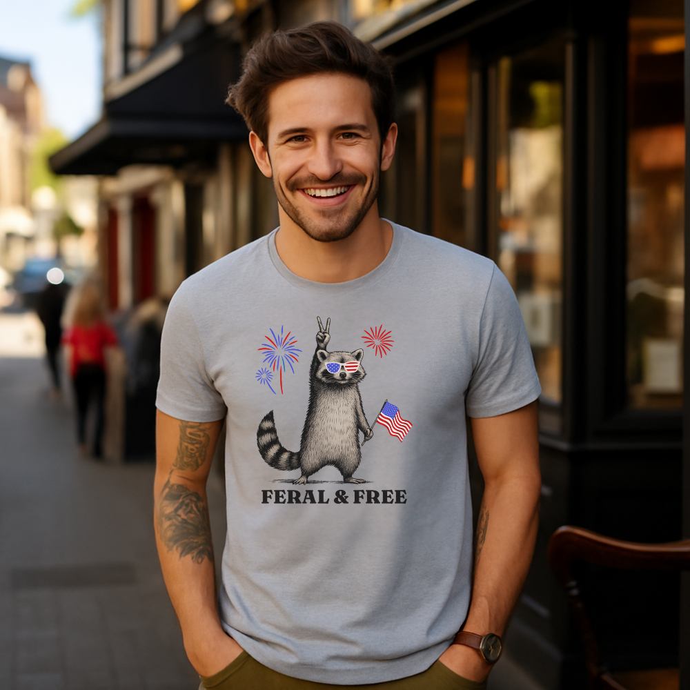 4th July T-shirt| Feral And Free Racoon