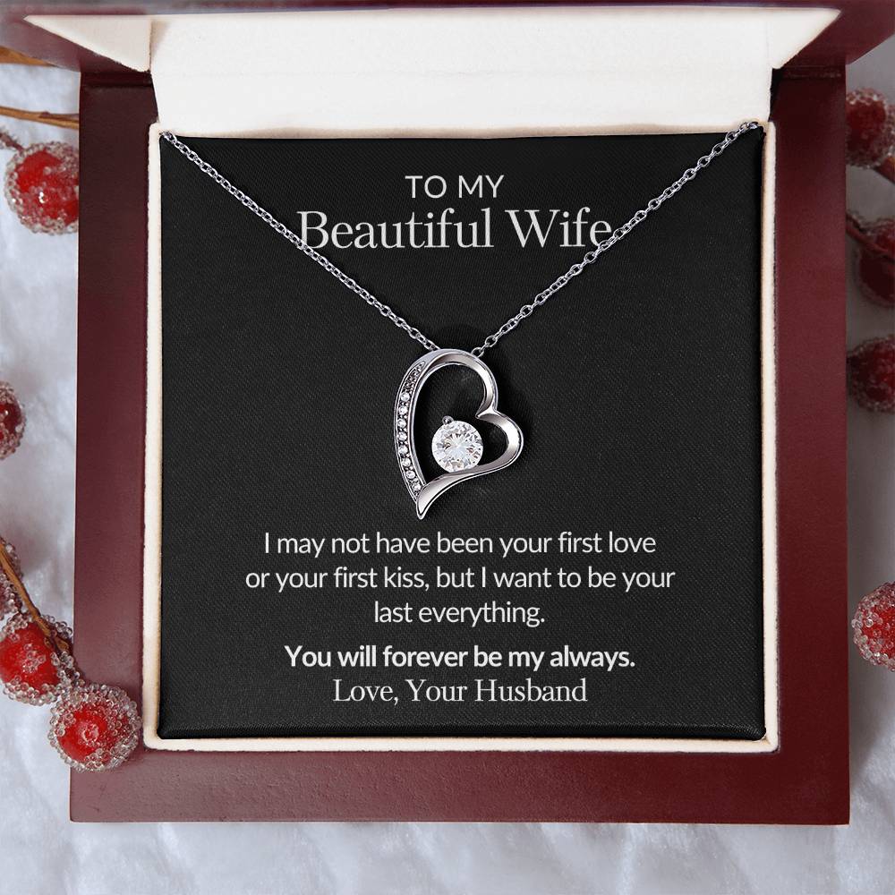 Gifts for Her | To my Beautiful Wife Forever Love Necklace, Gift for wife from husband, Mother's day gift, Birthday gift for her -Black Card