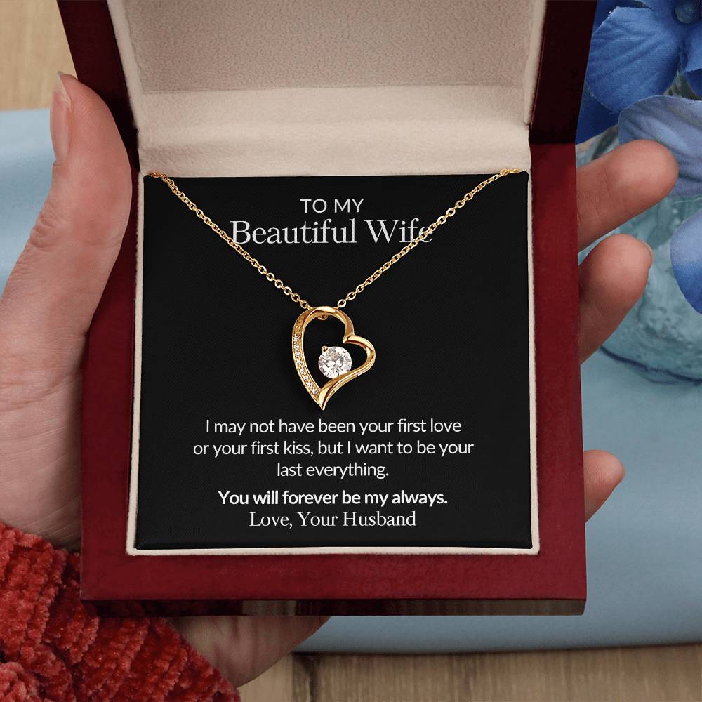 Gifts for Her | To my Beautiful Wife Forever Love Necklace, Gift for wife from husband, Mother's day gift, Birthday gift for her -Black Card