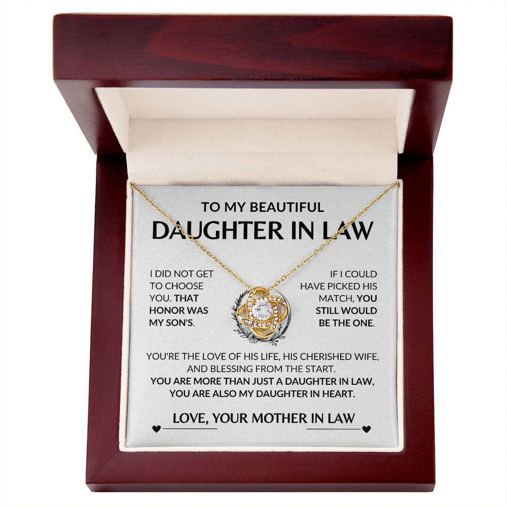 To My Beautiful Daughter In Law| You Are The One| Love Knot Necklace