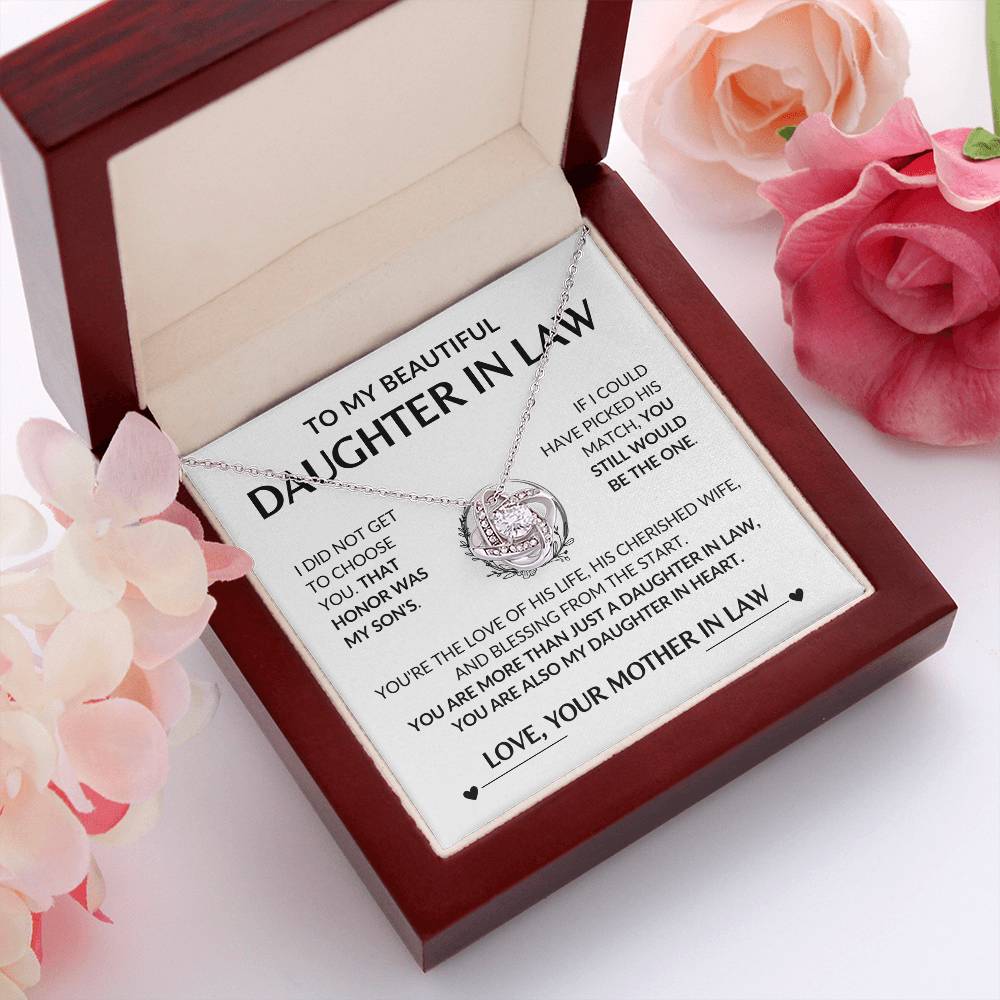 To My Beautiful Daughter In Law| You Are The One| Love Knot Necklace