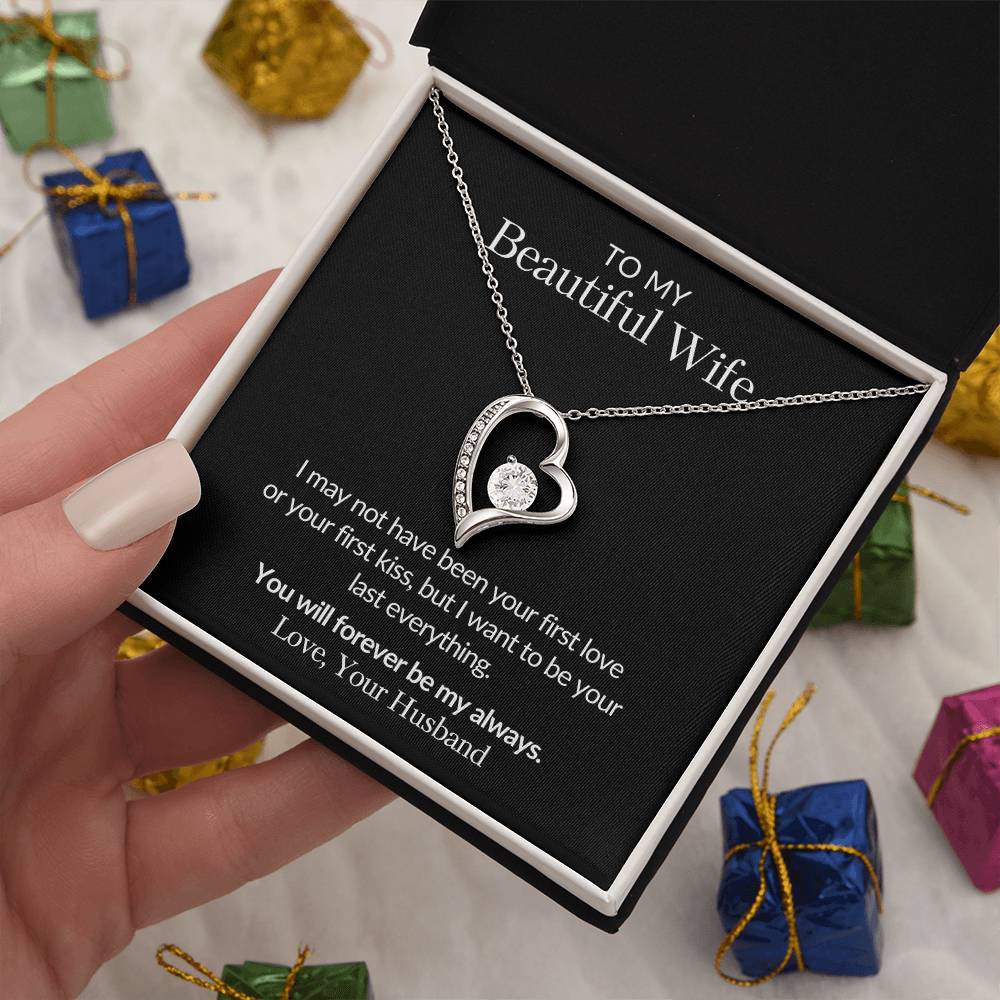 Gifts for Her | To my Beautiful Wife Forever Love Necklace, Gift for wife from husband, Mother's day gift, Birthday gift for her -Black Card