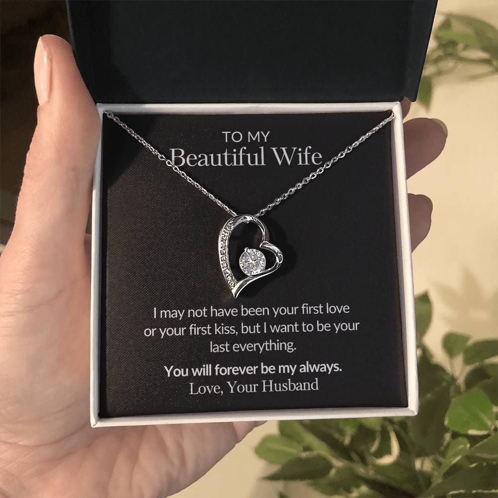 Gifts for Her | To my Beautiful Wife Forever Love Necklace, Gift for wife from husband, Mother's day gift, Birthday gift for her -Black Card