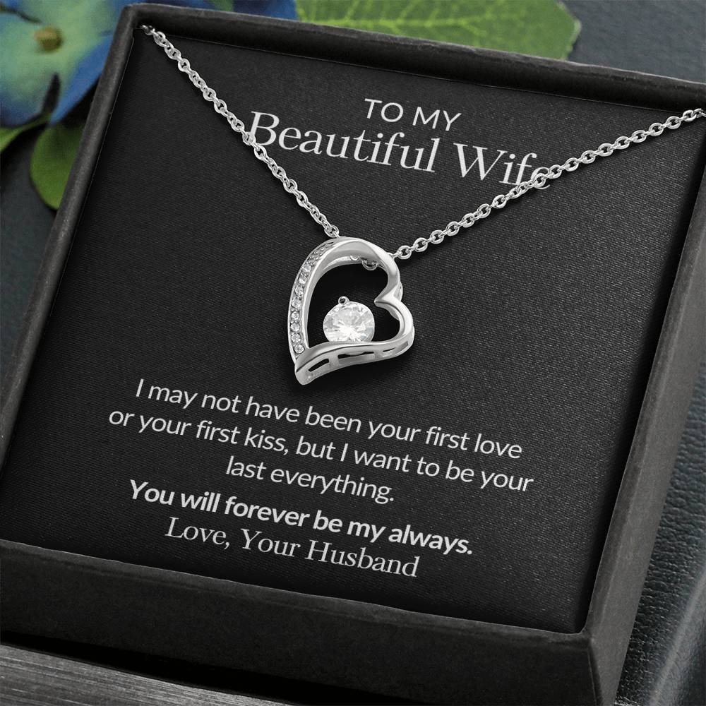 Gifts for Her | To my Beautiful Wife Forever Love Necklace, Gift for wife from husband, Mother's day gift, Birthday gift for her -Black Card