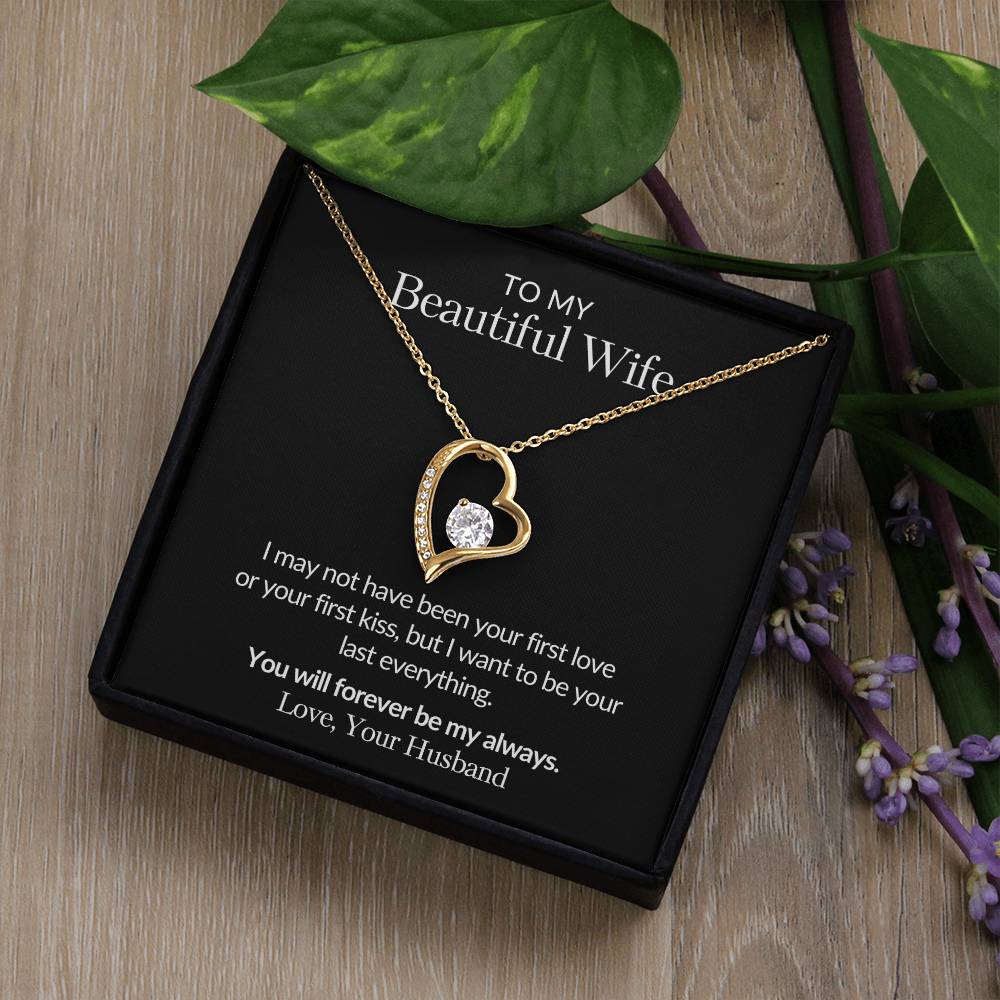 Gifts for Her | To my Beautiful Wife Forever Love Necklace, Gift for wife from husband, Mother's day gift, Birthday gift for her -Black Card
