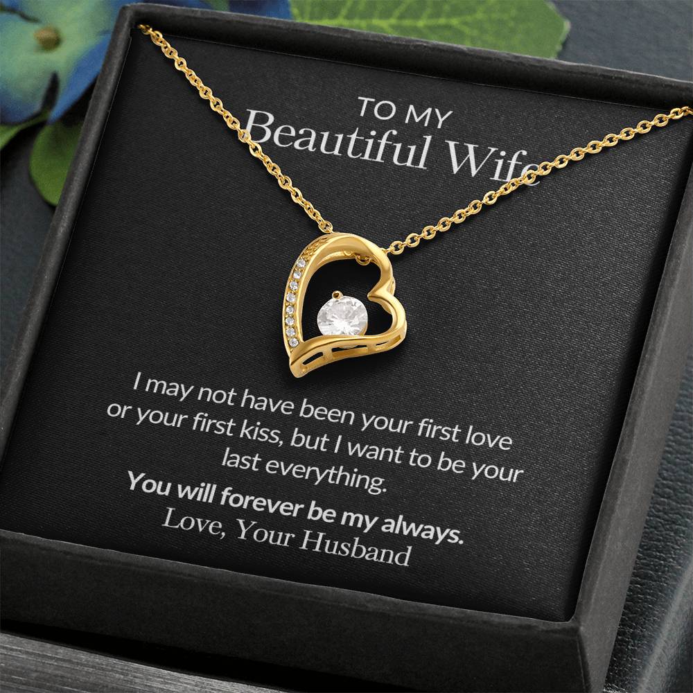 Gifts for Her | To my Beautiful Wife Forever Love Necklace, Gift for wife from husband, Mother's day gift, Birthday gift for her -Black Card
