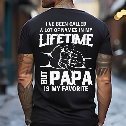 PAPA is My Favorite| Men's Casual Short-sleeved| Black T-shirt For Summer|