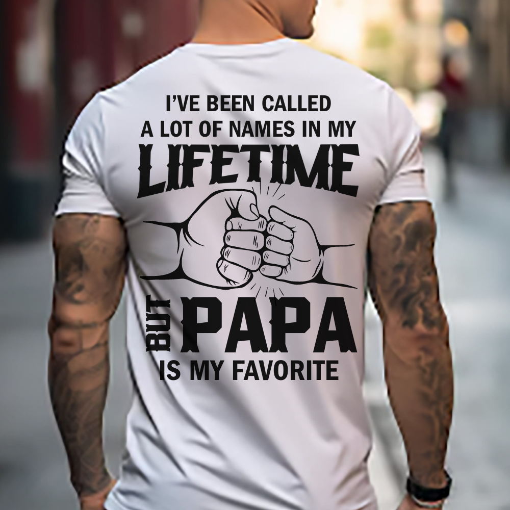 PAPA is My Favorite| Men's Casual Short-sleeved| White T-shirt For Summer