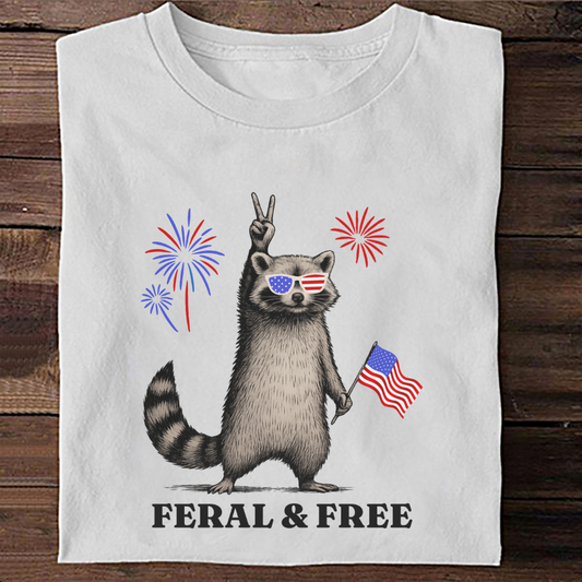 4th July T-shirt| Feral And Free Racoon