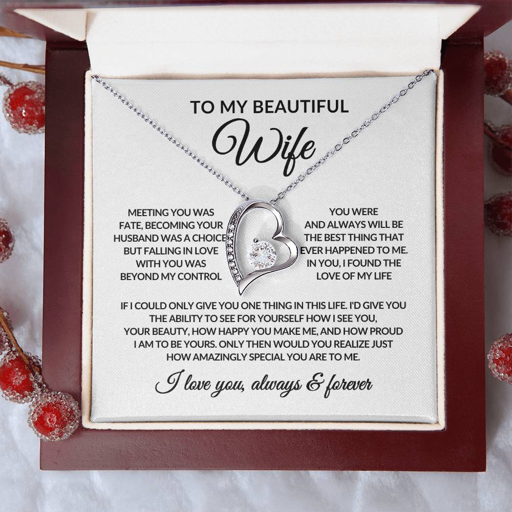 Gifts for Her | Forever Love Necklace | To My Wife, Girlfriend Necklace, Anniversary Gift For Wife - White card