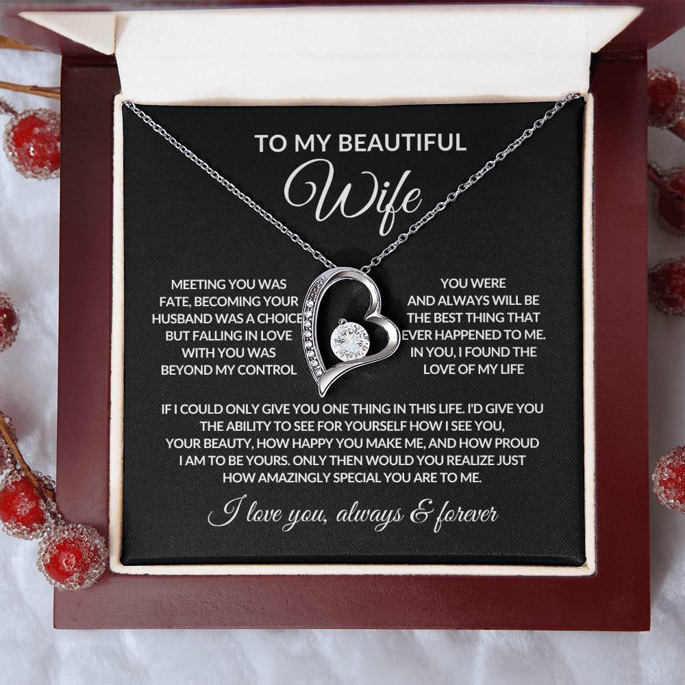 Gifts for Her | Forever Love Necklace | To My Wife, Girlfriend Necklace, Anniversary Gift For Wife - Black card