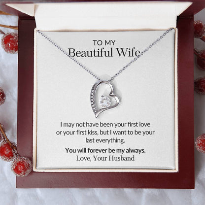 Gifts for Her |  To my Beautiful Wife Forever Love Necklace, Gift for wife from husband, Mother's day gift, Birthday gift for her - White Card