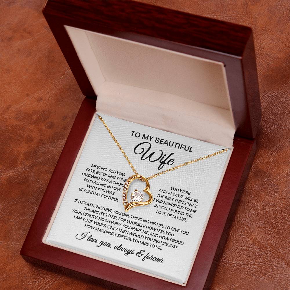 Gifts for Her | Forever Love Necklace | To My Wife, Girlfriend Necklace, Anniversary Gift For Wife - White card