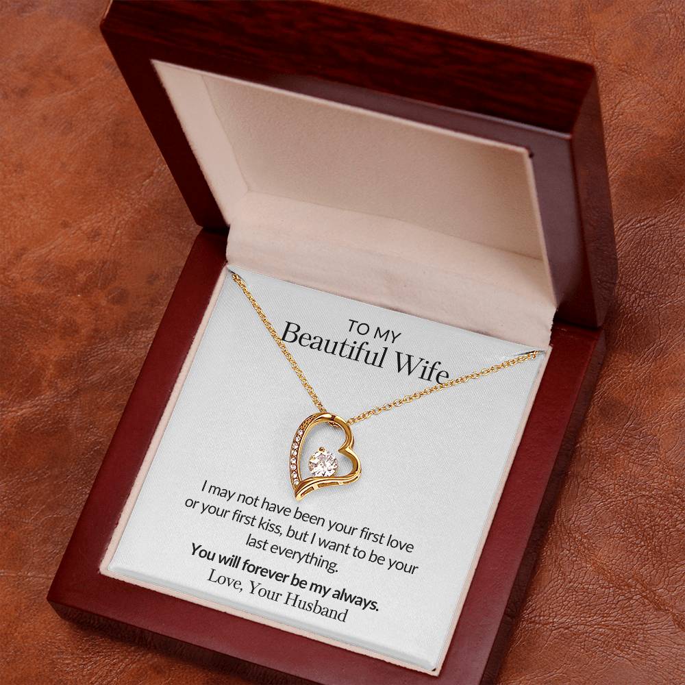 Gifts for Her |  To my Beautiful Wife Forever Love Necklace, Gift for wife from husband, Mother's day gift, Birthday gift for her - White Card