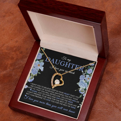 Gifts for Daughter | You Are Capable Of Achieving Anything, Forever Love Necklace, Blue Floral Message Card - Black Card