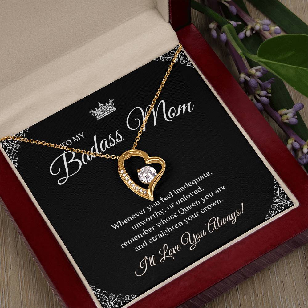 To My Badass Mom | I Love You Always Forever Love Necklace - Black Card