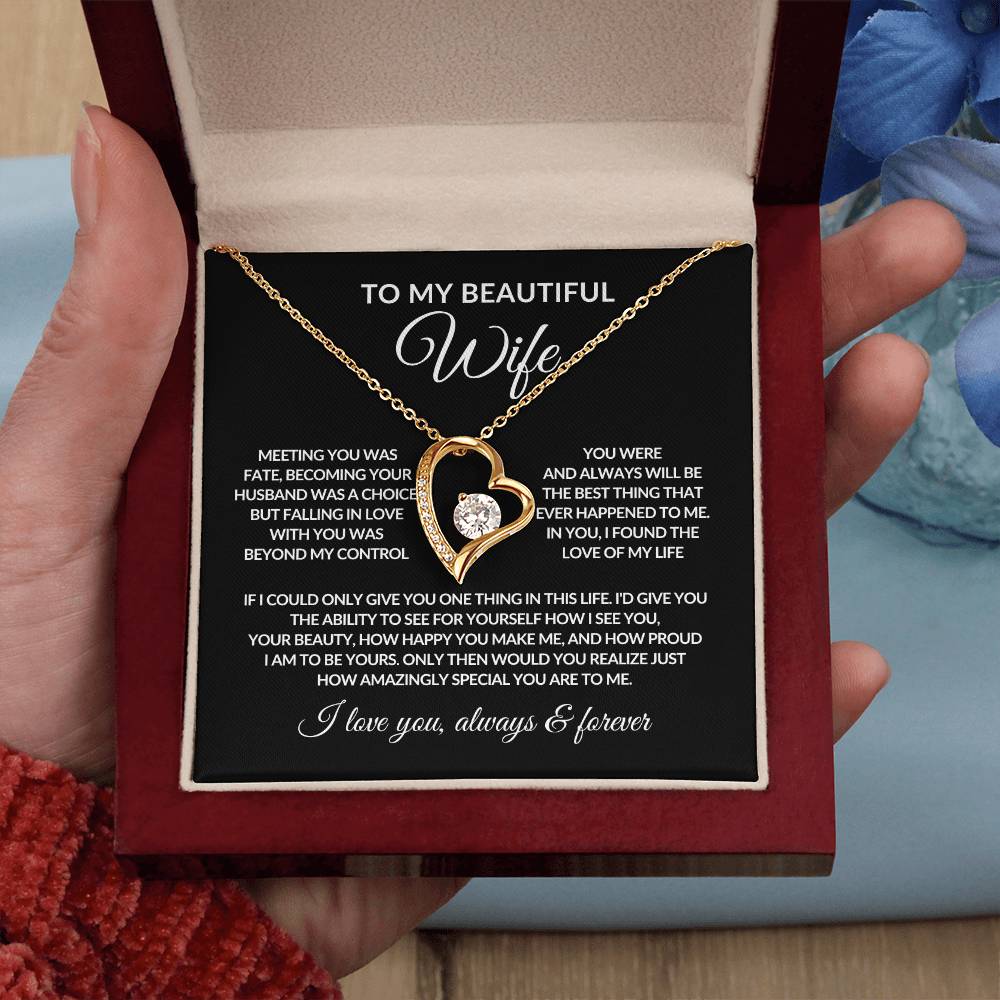 Gifts for Her | Forever Love Necklace | To My Wife, Girlfriend Necklace, Anniversary Gift For Wife - Black card