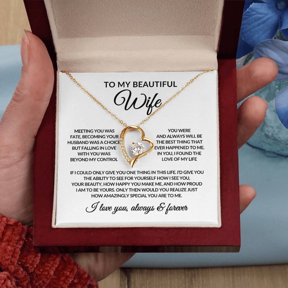 Gifts for Her | Forever Love Necklace | To My Wife, Girlfriend Necklace, Anniversary Gift For Wife - White card