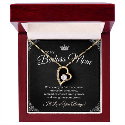 To My Badass Mom | I Love You Always Forever Love Necklace - Black Card