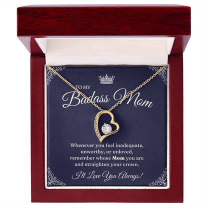 To My Badass Mom | I Love You Always, Forever Love Necklace -Royal Blue