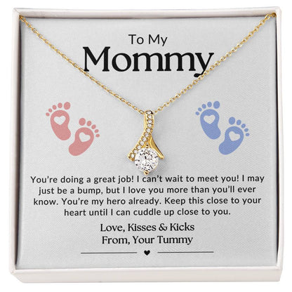 Gifts for Mom | New Mom Gift, Message Card Alluring Beauty Necklace for Mom, Baby feet Message Card - White Card