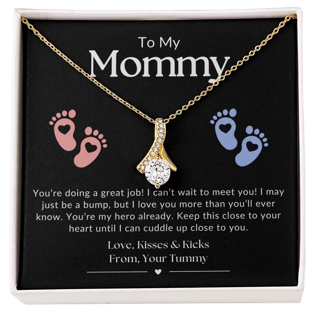 Gifts for Mom | New Mom Gift, Message Card Alluring Beauty Necklace for Mom, Baby feet Message Card - Black Card