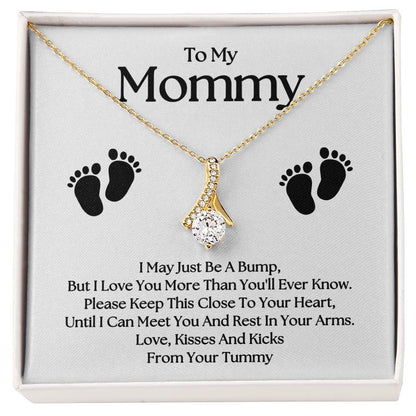 Gifts for Mom | New Mom Gift, Alluring Beauty Necklace for New Mom, Baby feet Message Card - White Card