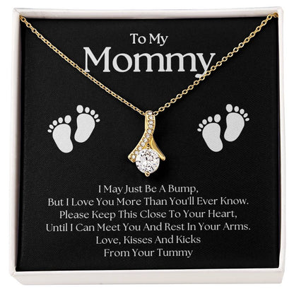 Gifts for Mom | New Mom Gift, Alluring Beauty Necklace for New Mom, Baby feet Message Card - Black Card