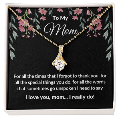 Gifts for Mom | Thank you Mom  Message Card ,  Alluring Beauty Necklace - Black Card