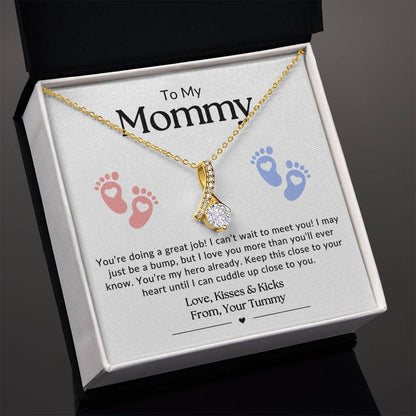 Gifts for Mom | New Mom Gift, Message Card Alluring Beauty Necklace for Mom, Baby feet Message Card - White Card