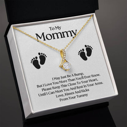 Gifts for Mom | New Mom Gift, Alluring Beauty Necklace for New Mom, Baby feet Message Card - White Card