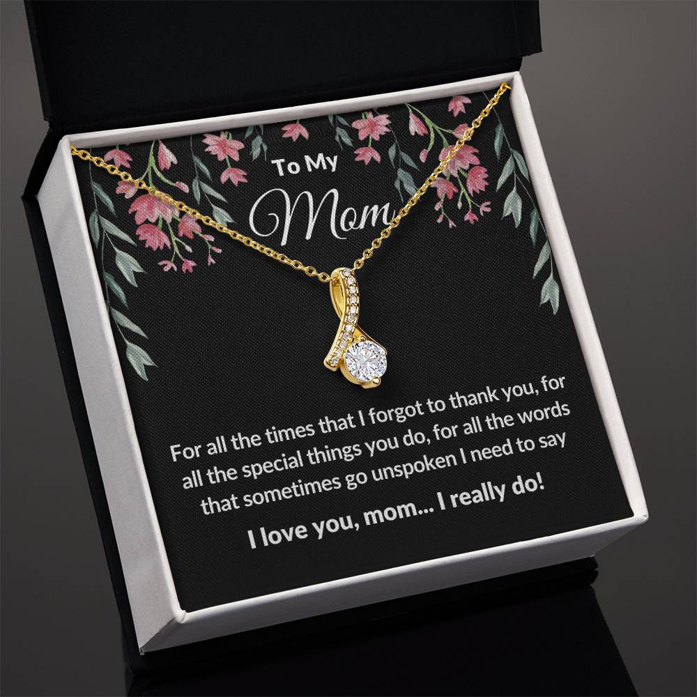 Gifts for Mom | Thank you Mom  Message Card ,  Alluring Beauty Necklace - Black Card