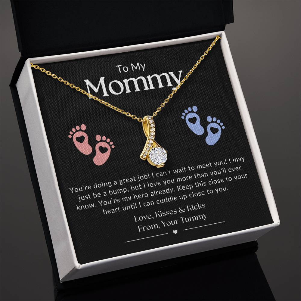 Gifts for Mom | New Mom Gift, Message Card Alluring Beauty Necklace for Mom, Baby feet Message Card - Black Card