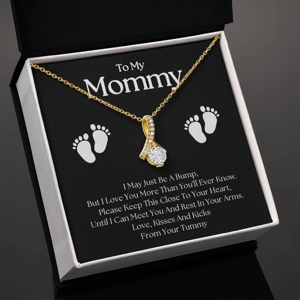 Gifts for Mom | New Mom Gift, Alluring Beauty Necklace for New Mom, Baby feet Message Card - Black Card