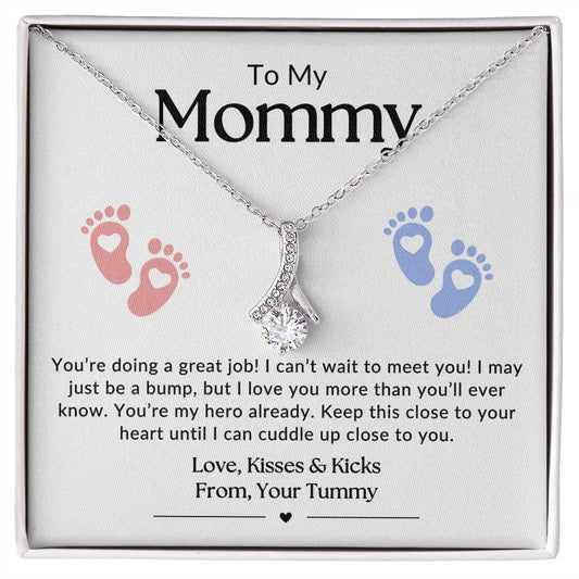 Gifts for Mom | New Mom Gift, Message Card Alluring Beauty Necklace for Mom, Baby feet Message Card - White Card