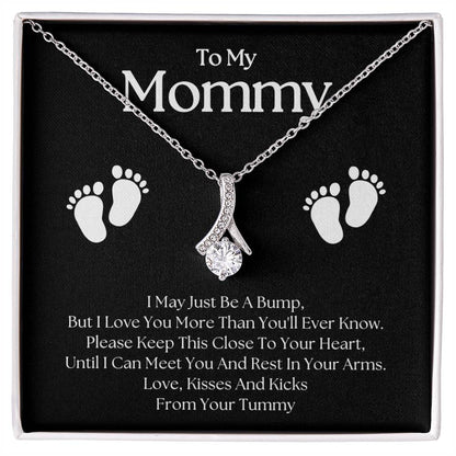 Gifts for Mom | New Mom Gift, Alluring Beauty Necklace for New Mom, Baby feet Message Card - Black Card