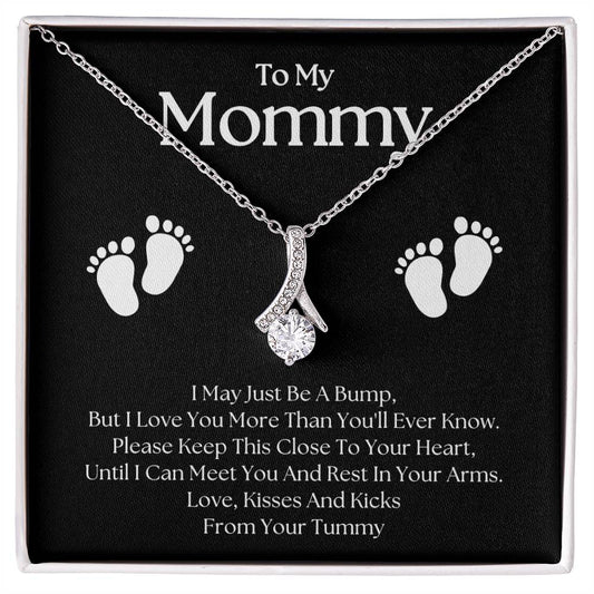 Gifts for Mom | New Mom Gift, Alluring Beauty Necklace for New Mom, Baby feet Message Card - Black Card