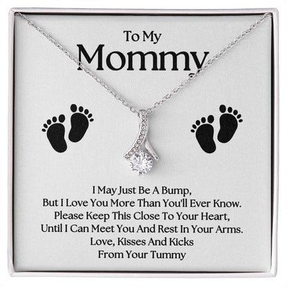 Gifts for Mom | New Mom Gift, Alluring Beauty Necklace for New Mom, Baby feet Message Card - White Card