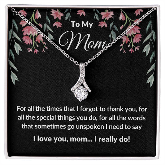 Gifts for Mom | Thank you Mom  Message Card ,  Alluring Beauty Necklace - Black Card