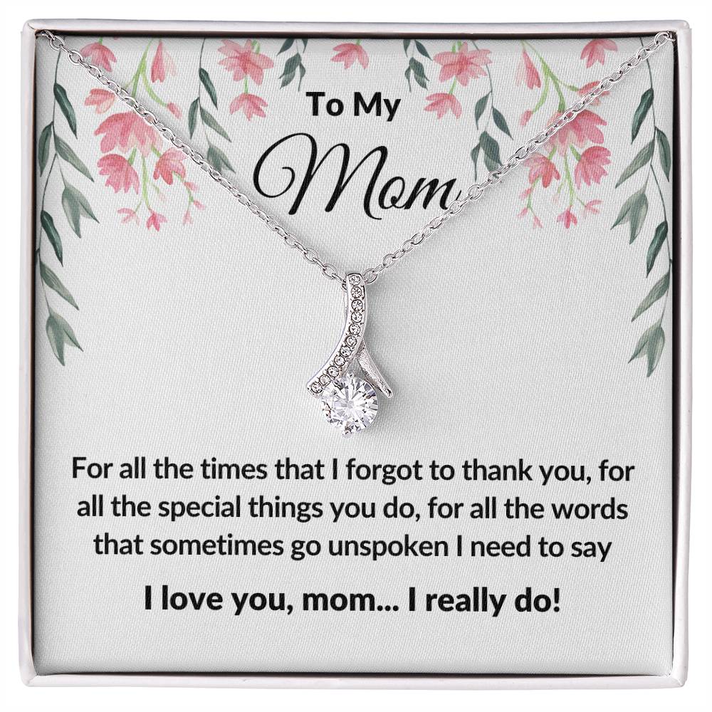 Gifts for Mom | Thank you Mom  Message Card ,  Alluring Beauty Necklace - White Card