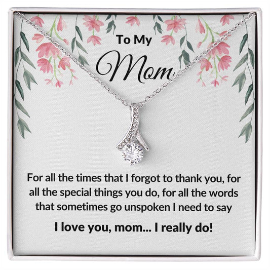 Gifts for Mom | Thank you Mom  Message Card ,  Alluring Beauty Necklace - White Card