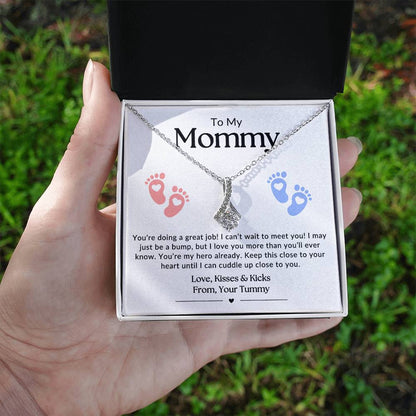 Gifts for Mom | New Mom Gift, Message Card Alluring Beauty Necklace for Mom, Baby feet Message Card - White Card