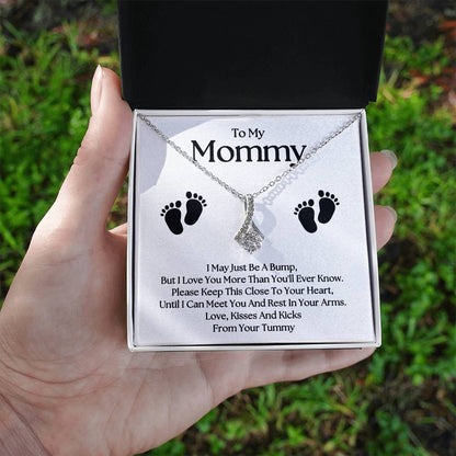 Gifts for Mom | New Mom Gift, Alluring Beauty Necklace for New Mom, Baby feet Message Card - White Card