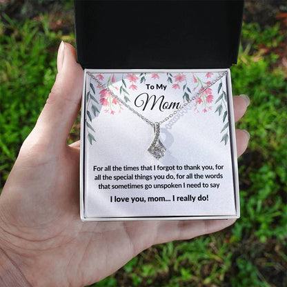 Gifts for Mom | Thank you Mom  Message Card ,  Alluring Beauty Necklace - White Card