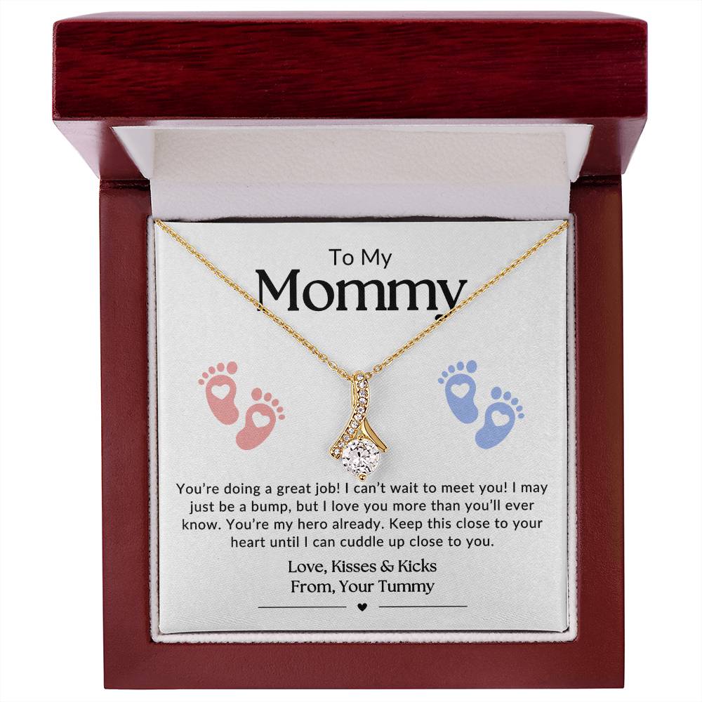 Gifts for Mom | New Mom Gift, Message Card Alluring Beauty Necklace for Mom, Baby feet Message Card - White Card