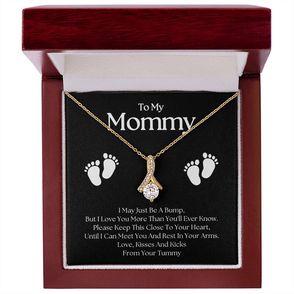 Gifts for Mom | New Mom Gift, Alluring Beauty Necklace for New Mom, Baby feet Message Card - Black Card