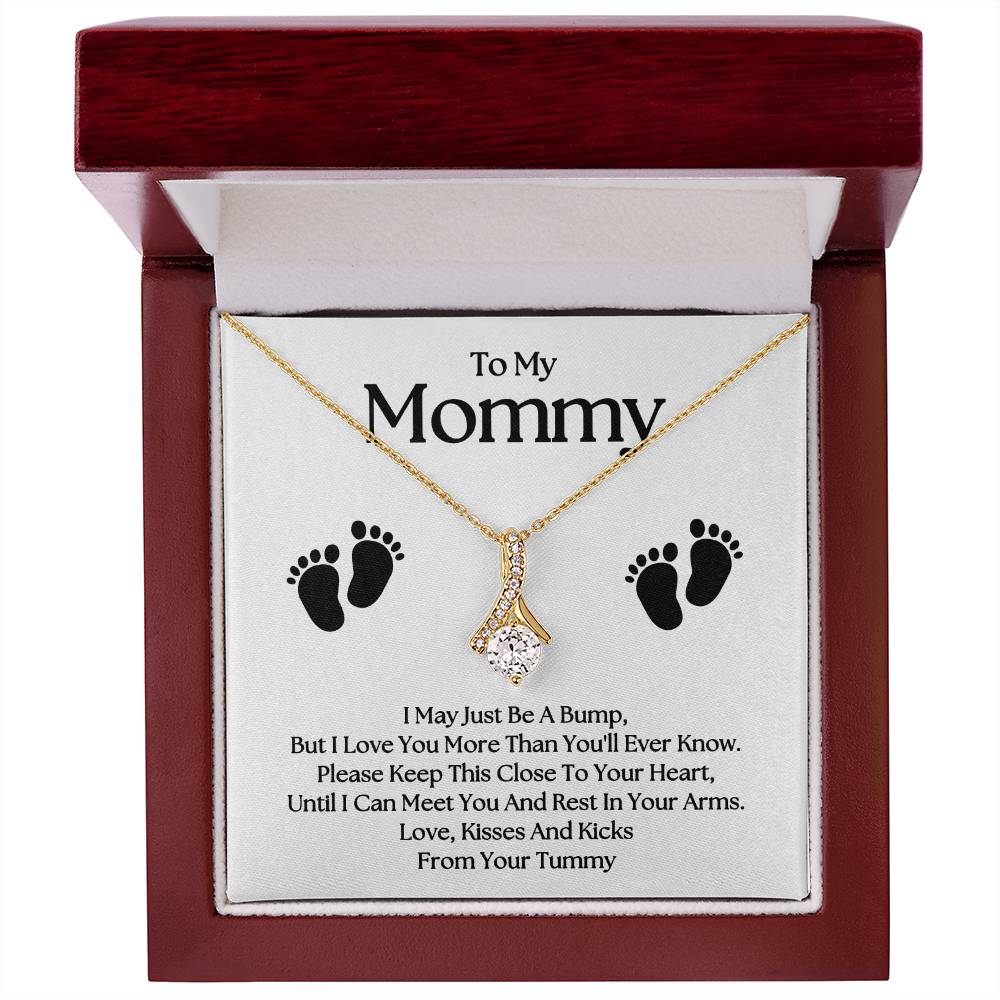 Gifts for Mom | New Mom Gift, Alluring Beauty Necklace for New Mom, Baby feet Message Card - White Card