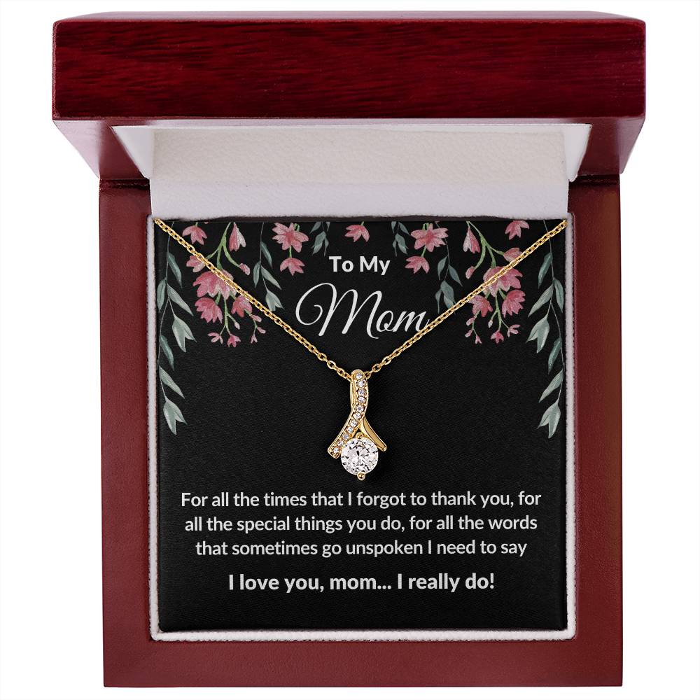 Gifts for Mom | Thank you Mom  Message Card ,  Alluring Beauty Necklace - Black Card