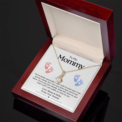 Gifts for Mom | New Mom Gift, Message Card Alluring Beauty Necklace for Mom, Baby feet Message Card - White Card