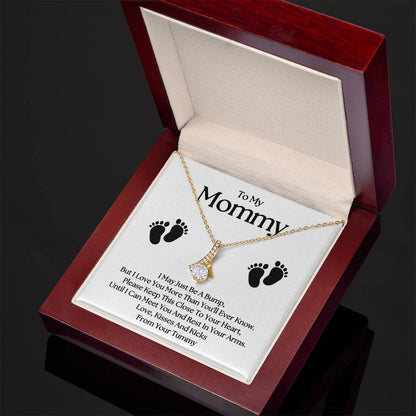 Gifts for Mom | New Mom Gift, Alluring Beauty Necklace for New Mom, Baby feet Message Card - White Card